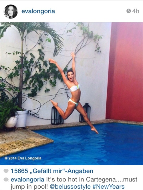 Eva Longoria wagt den Sprung ins kalte Wasser
Foto: Instagram