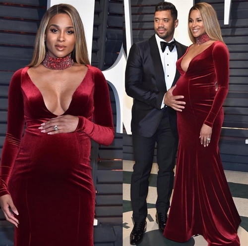 Ciara in Jovani Signature with husband Russell Wilson