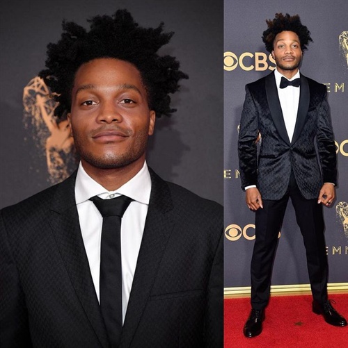 Emmys announcer Jermaine Fowler in Kenneth Cole is doing a great job!!