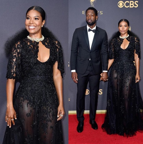 Gabriellev Union in Naeem Khan alongside Dwayne Wade