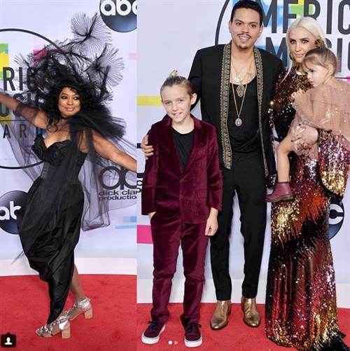 Lifetime Achievement Honoree Diana Ross was supported on the red carpet by son Evan Ross and his wife Ashlee Simpson and kids Jagger and Bronx. 2/2