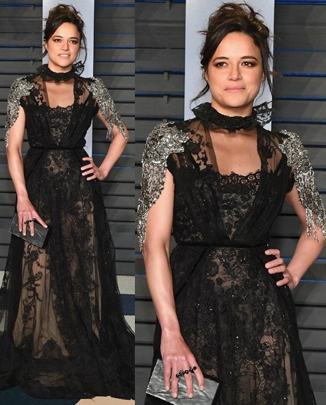 Michelle Rodriguez in Reem Acra