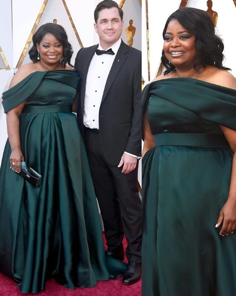 Octavia Spencer in Brandon Maxwell alongside director Tate Taylor.