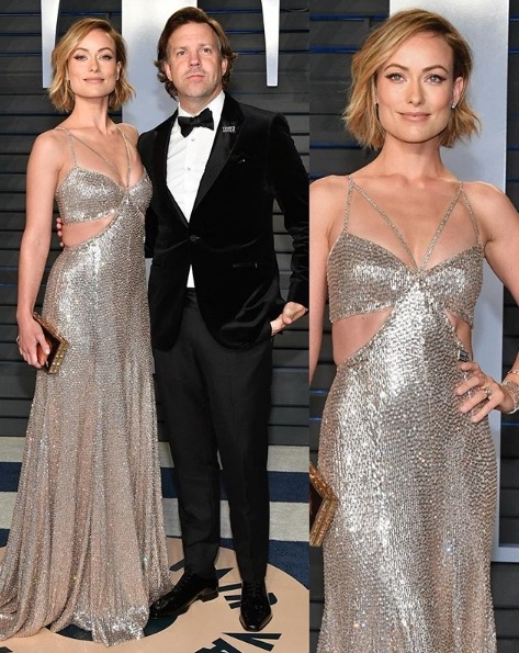 Olivia Wilde in Roberto Cavalli alongside Jason Sudeikis in Zegna