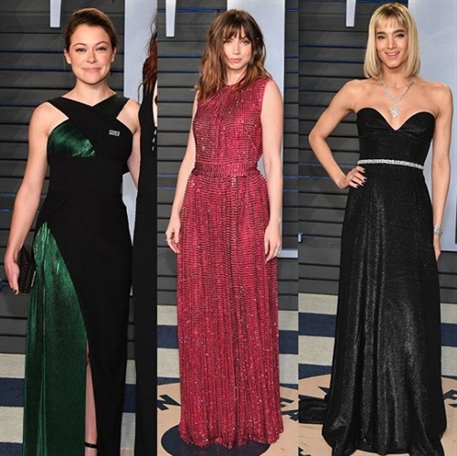 Tatiana Maslany in Rasario, Ana De Armas in Dolce Gabbana and Sofia Boutella in Prada