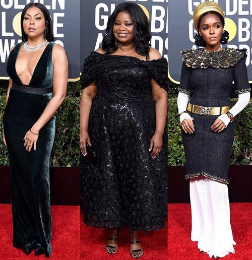 Taraji P Henson in Vera Wang, Octavia Spencer in Christian Siriano, Janelle Monae in Chanel